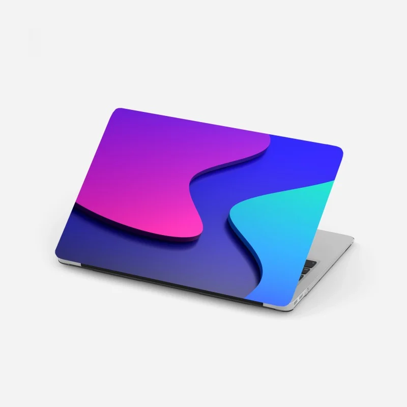 Laptop sticker vibrant purple and blue abstract 3d shapes