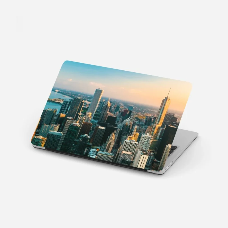 Laptop sticker sunlit rolling green hills • Wallissimo®