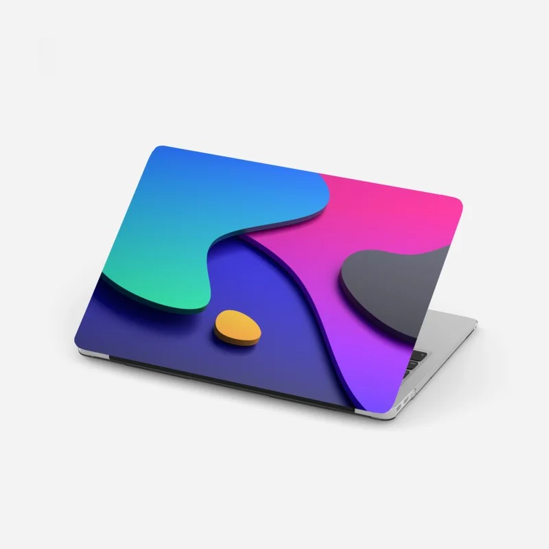 Laptop sticker vibrant abstract 3d curves