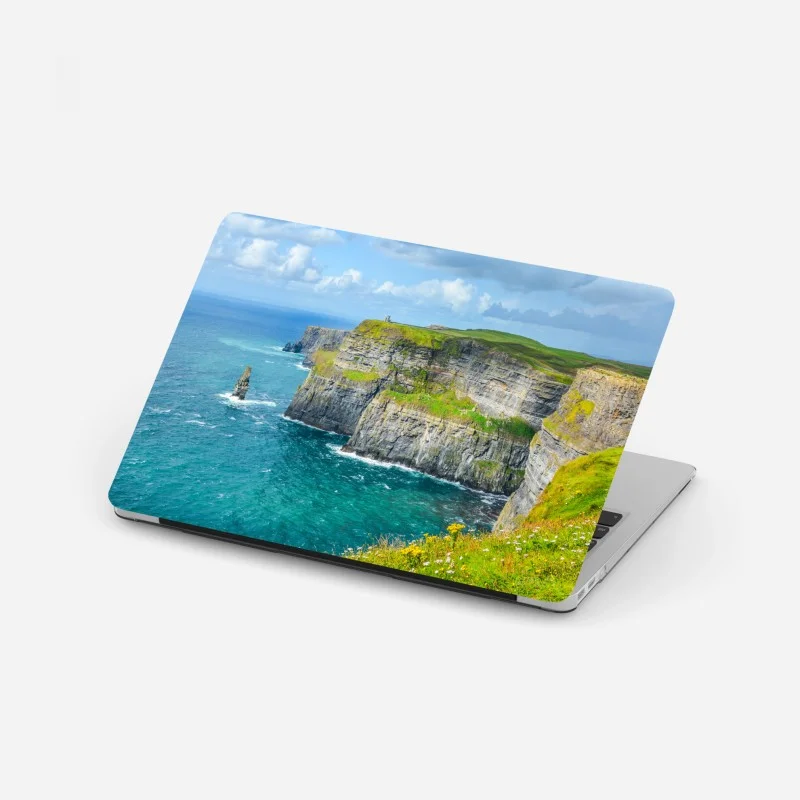 Laptop sticker dramatic coastal cliffs and ocean view