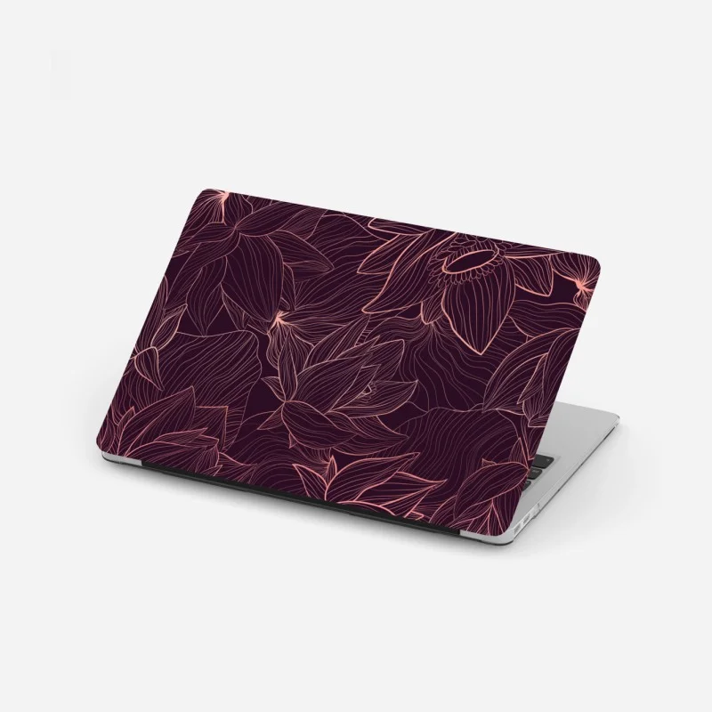 Laptop sticker elegant pink line floral pattern