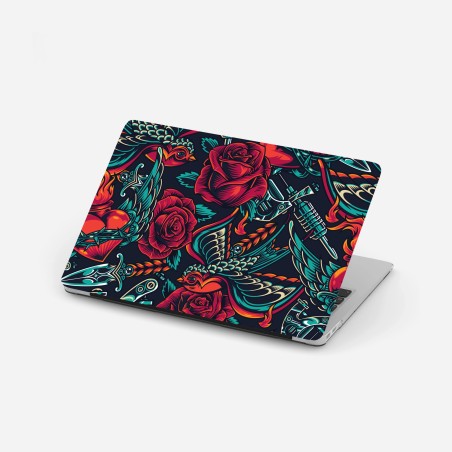 Laptop sticker bold tattoo rose pattern • Wallissimo®