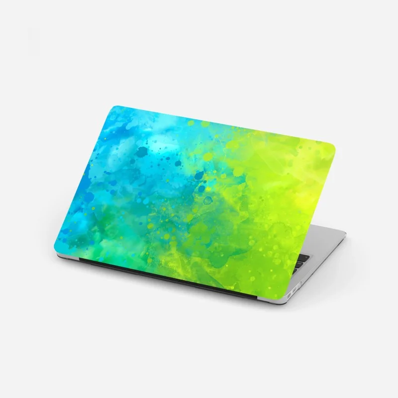 Laptop sticker vibrant turquoise and lime watercolor splash