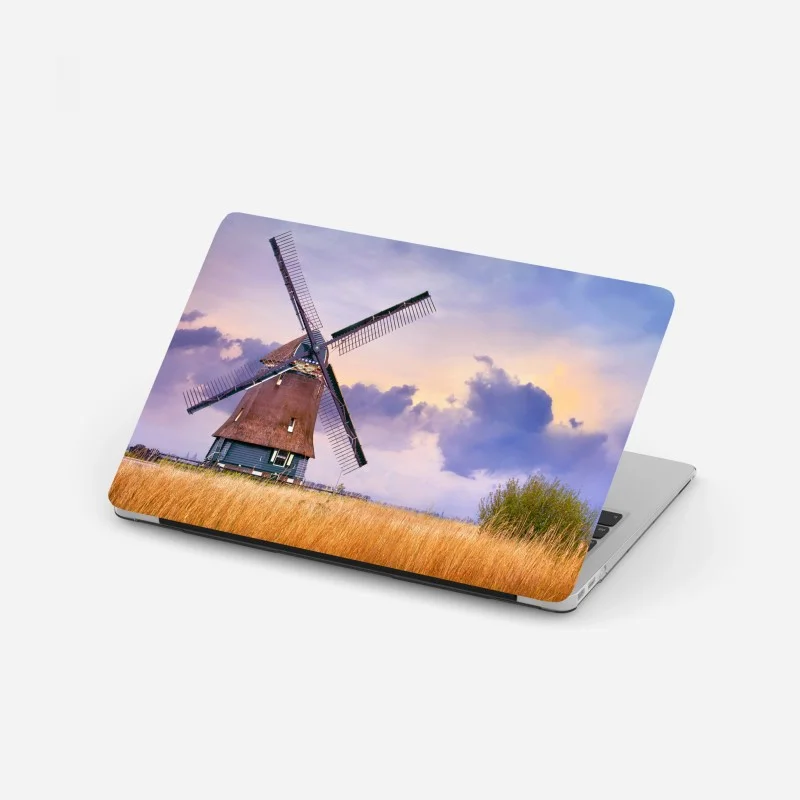 Laptop sticker historic windmill in golden fields