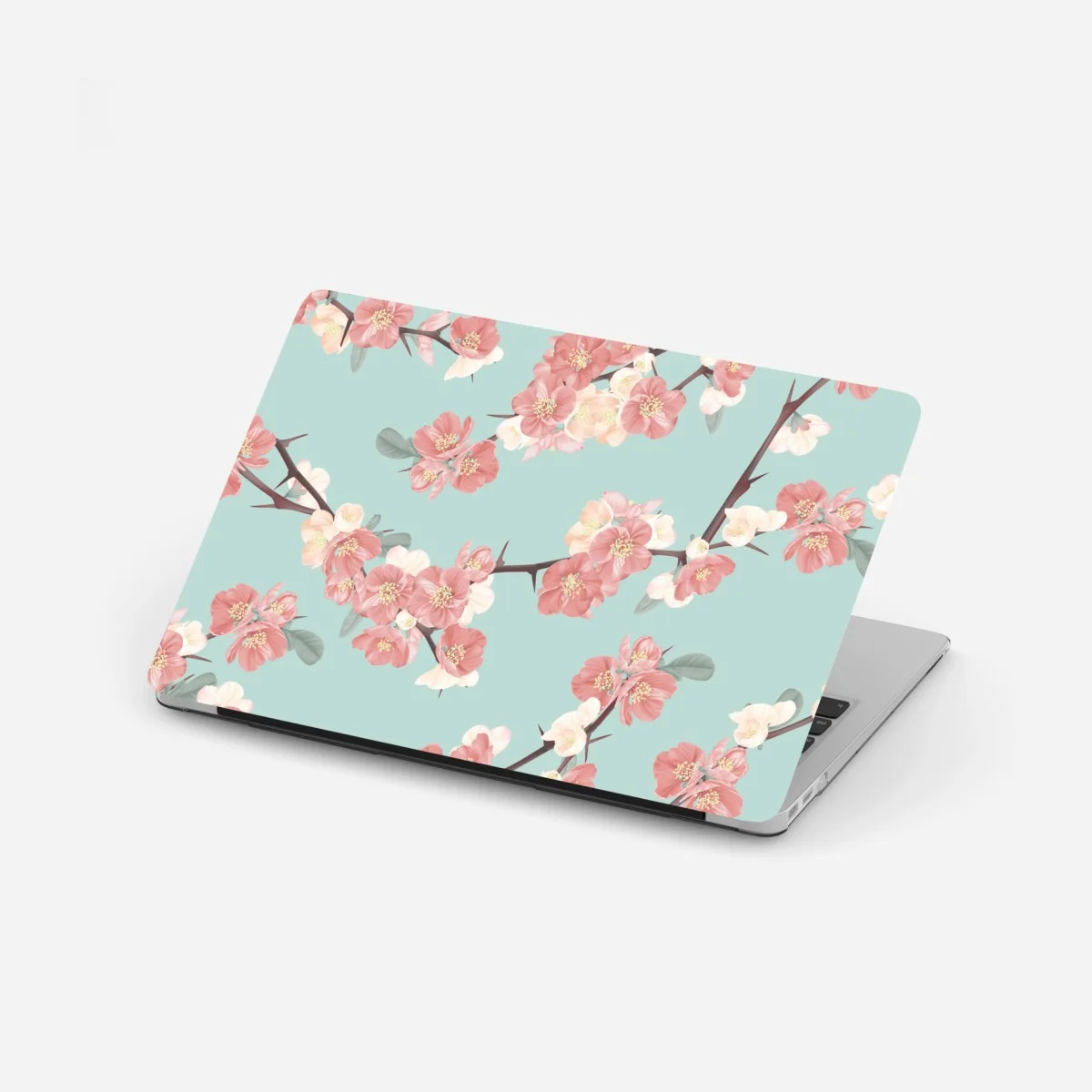 Laptop sticker pastel cherry blossom pattern on turquoise ⁕ Wallissimo® Laptop sticker pastel cherry blossom pattern on turquoise ⁕ Wallissimo®