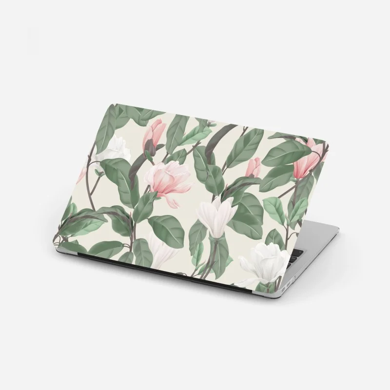 Laptop sticker vintage magnolia floral pattern