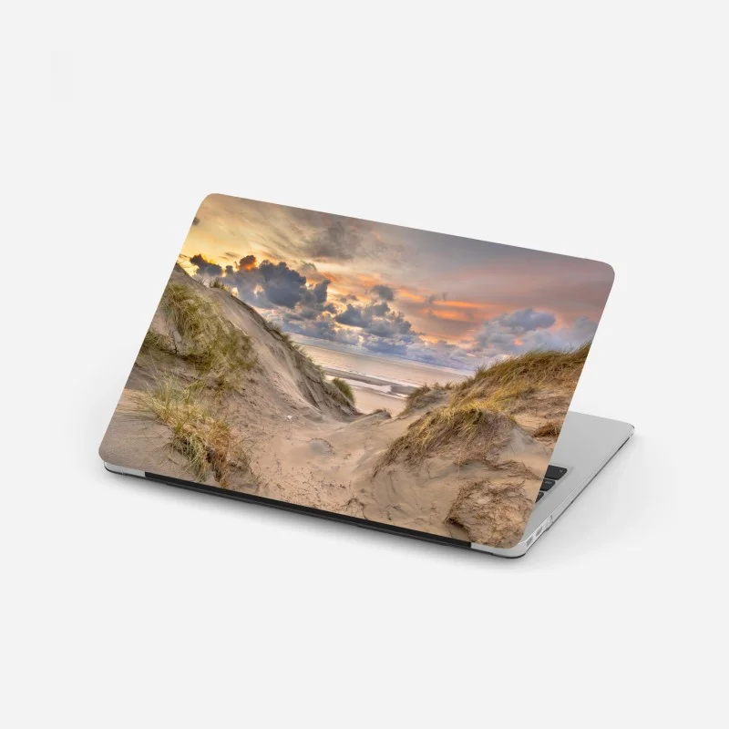 Laptop sticker sunset over Zeeland dunes