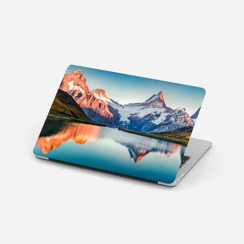 Laptop sticker sunset reflections at Bachalpsee, Switzerland