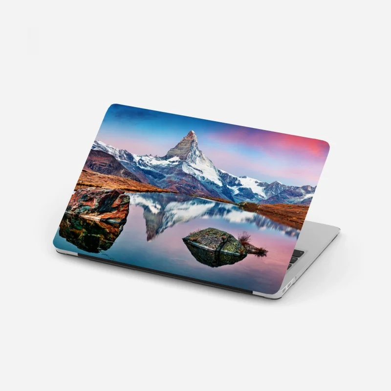 Laptop sticker sunrise reflection at Matterhorn