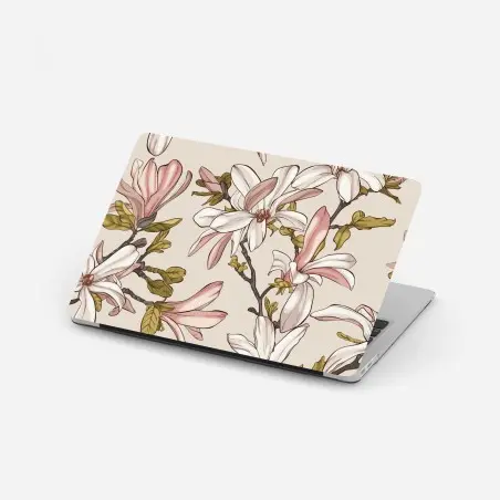 Laptop sticker blush magnolia botanical pattern • Wallissimo®