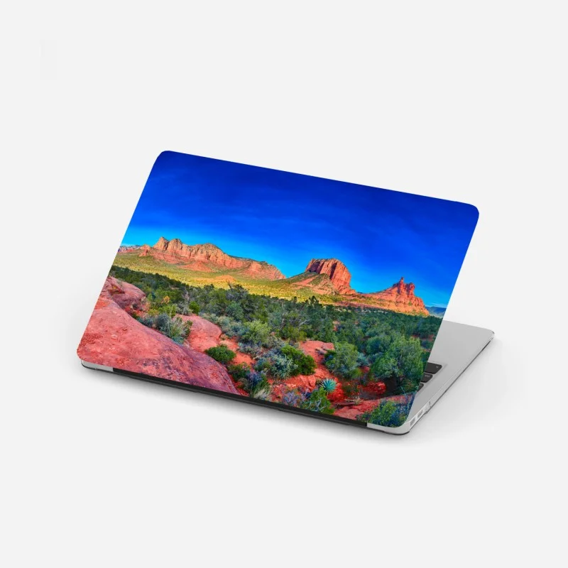Laptop sticker panoramic view of Bell Rock and Courthouse Butte, Sedona