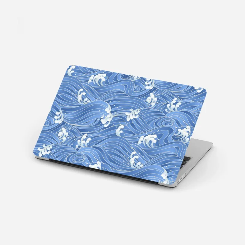 Laptop sticker stylized Japanese wave pattern