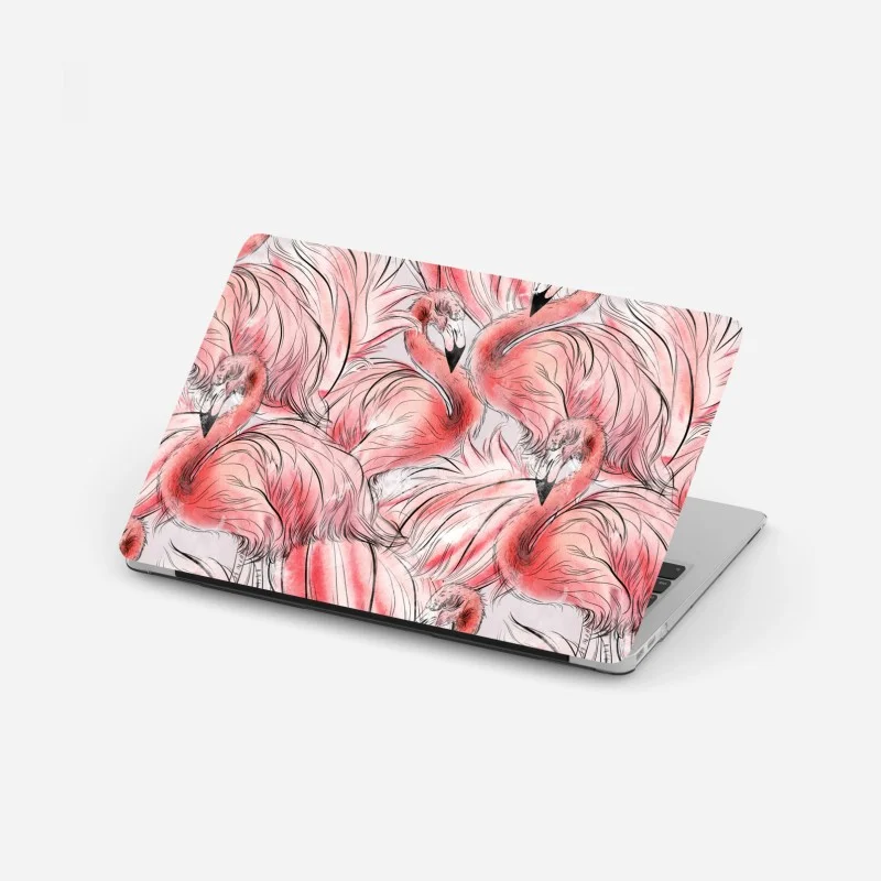 Laptop sticker watercolor flamingo seamless pattern