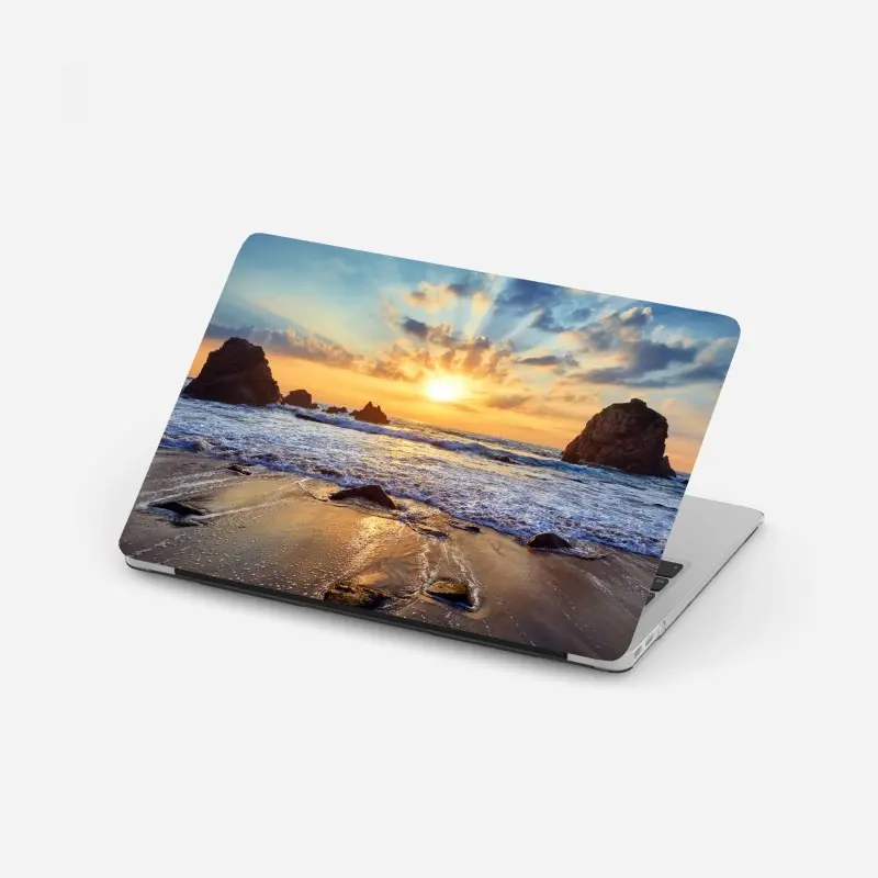Laptop sticker majestic tiger in forest stream • Wallissimo®