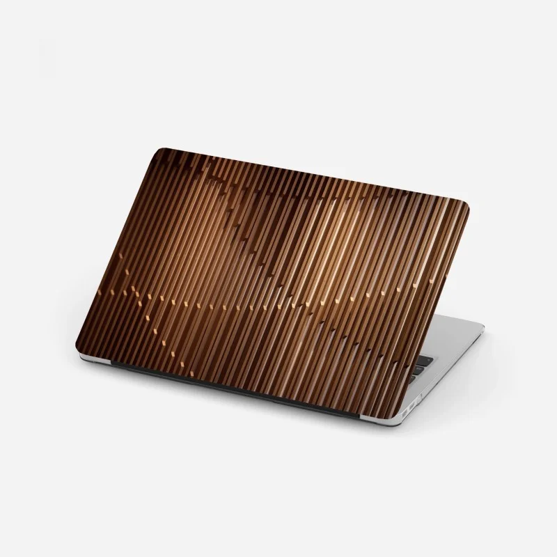 Laptop sticker warm wooden slat wall pattern