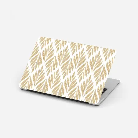 Laptop sticker gold leaf pattern seamless design • Wallissimo®