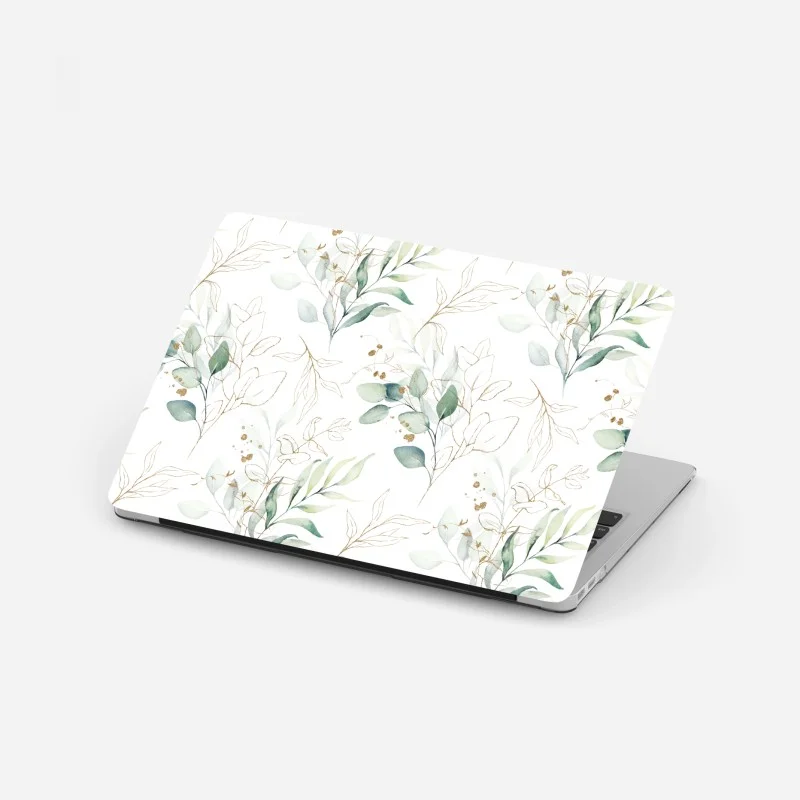 Laptop sticker soft eucalyptus watercolor leaves pattern
