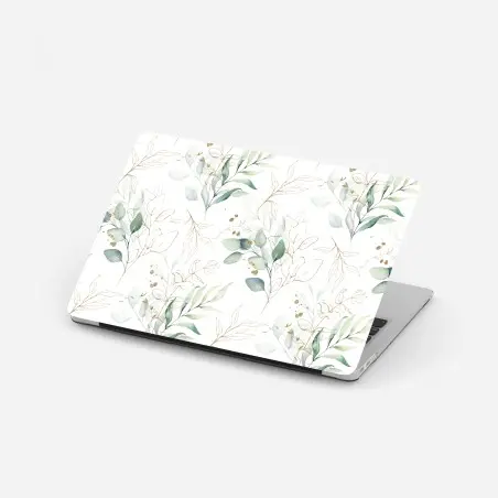 Laptop sticker soft eucalyptus watercolor leaves pattern • Wallissimo®