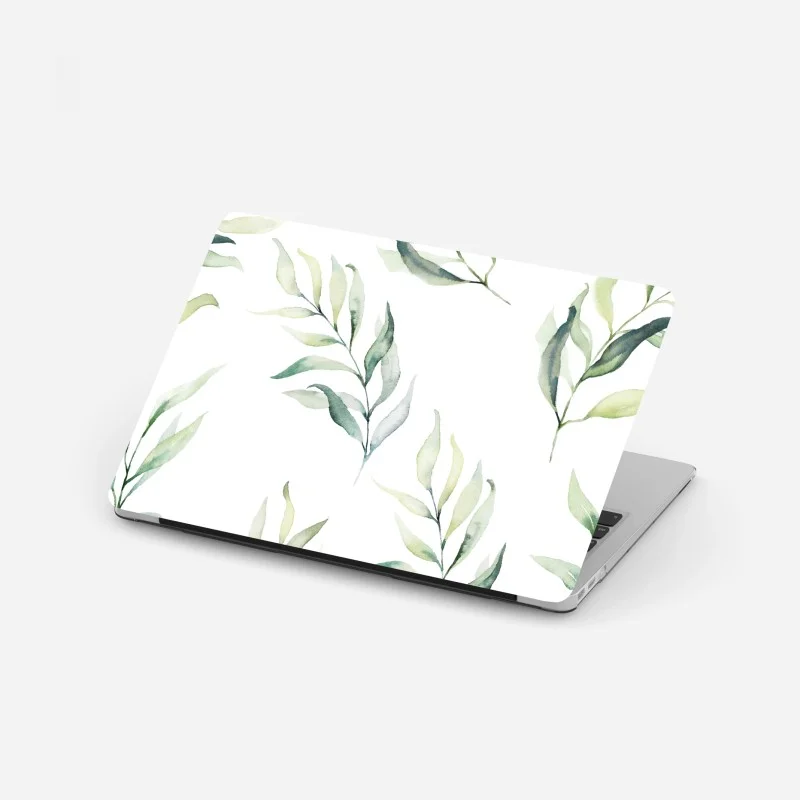 Laptop sticker soft watercolor eucalyptus leaves pattern
