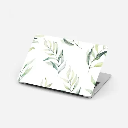 Laptop sticker soft watercolor eucalyptus leaves pattern • Wallissimo®