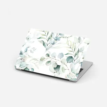 Laptop sticker watercolor eucalyptus leaves pattern • Wallissimo®