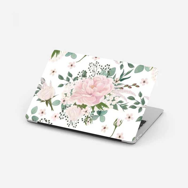 Laptop sticker soft pink peony floral pattern