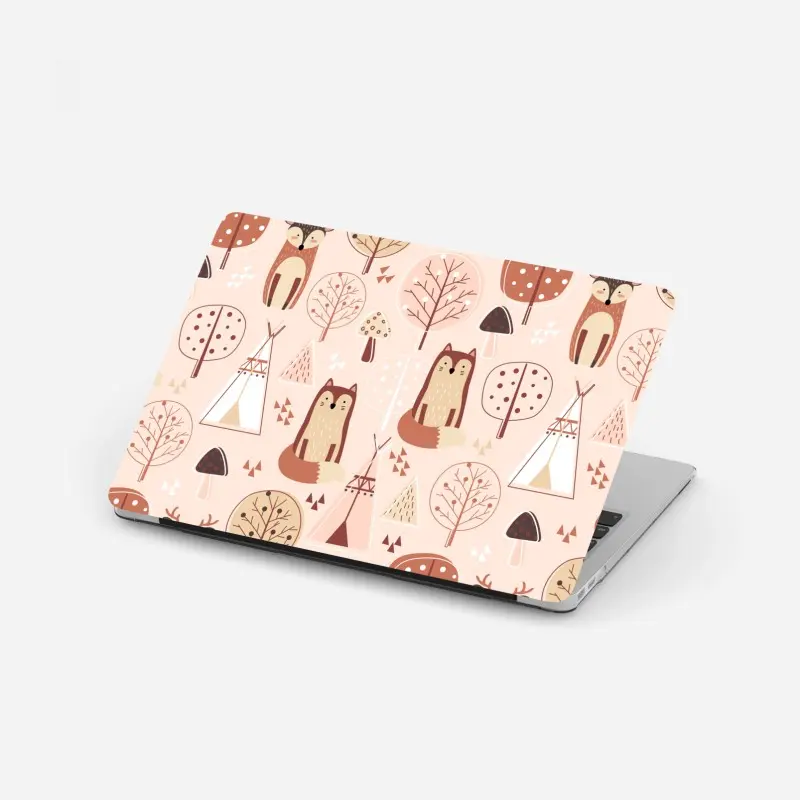 Laptop sticker woodland foxes nursery pattern