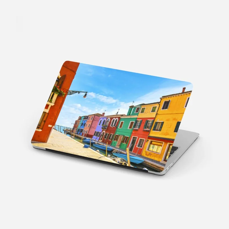 Laptop sticker colorful canal houses of Burano