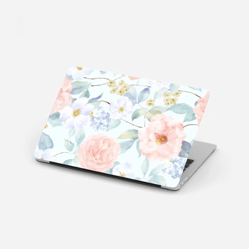 Laptop sticker soft pastel floral watercolor blooms