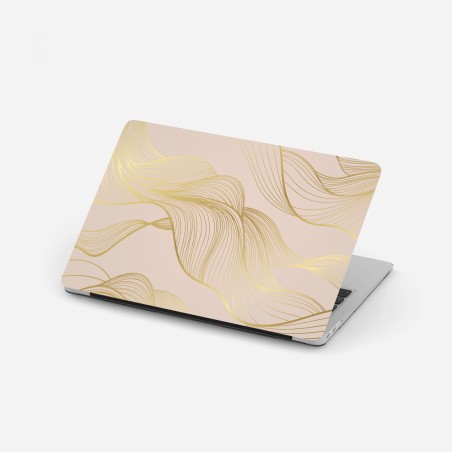 Laptop sticker golden waves abstract pattern • Wallissimo®