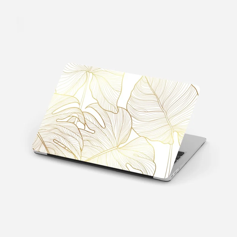 Laptop sticker golden botanical line art
