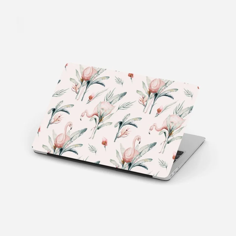 Laptop sticker watercolor flamingo tropical pattern
