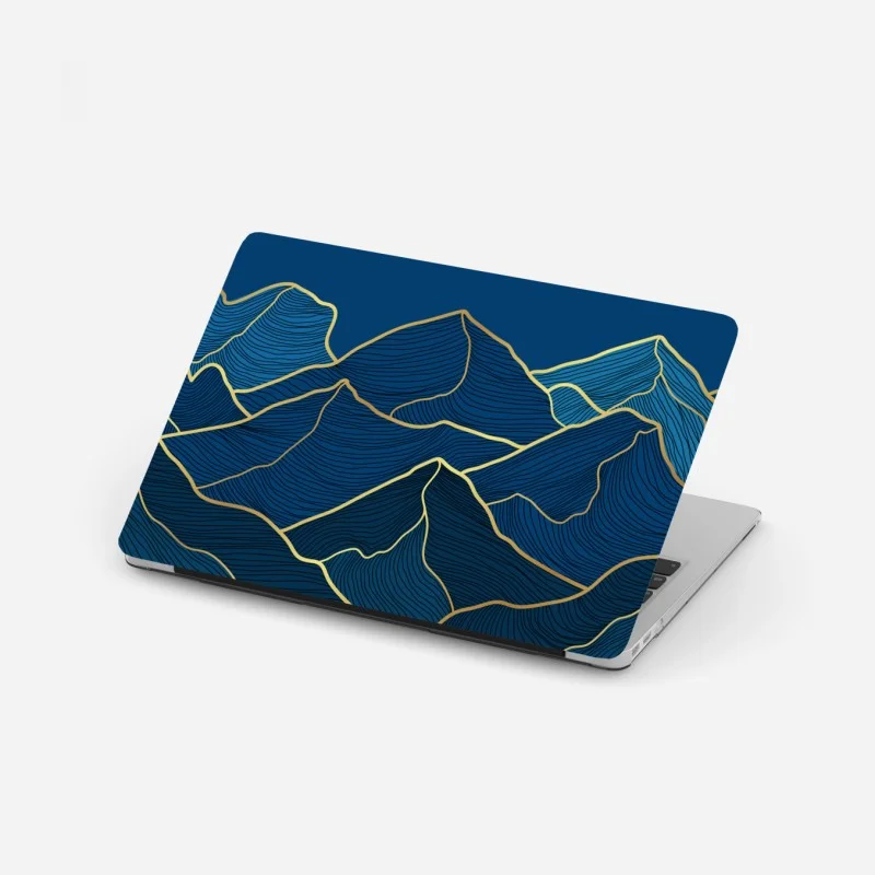 Laptop sticker golden line mountain landscape