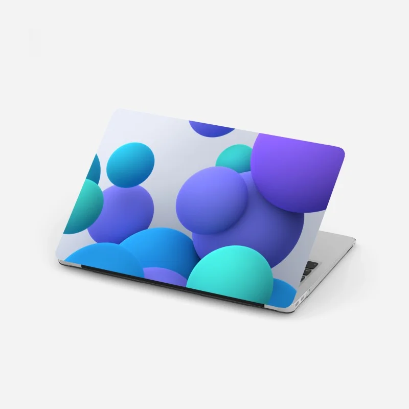 Laptop sticker colorful 3d floating spheres abstract art