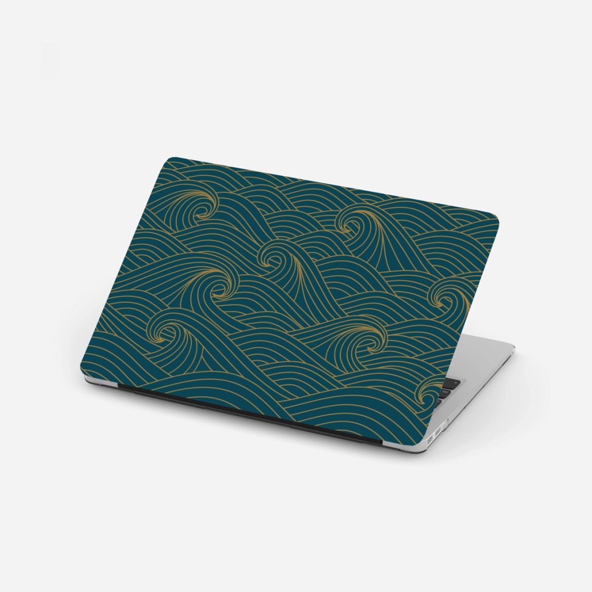 Laptop sticker gold-lined teal wave pattern • Wallissimo® Laptop sticker gold-lined teal wave pattern • Wallissimo®