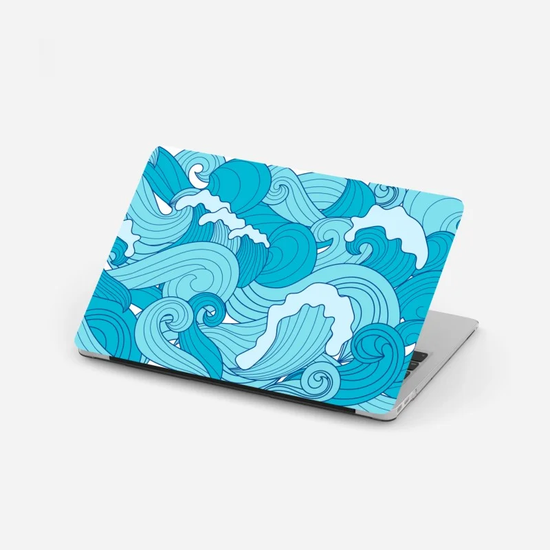 Laptop sticker blue ocean waves pattern