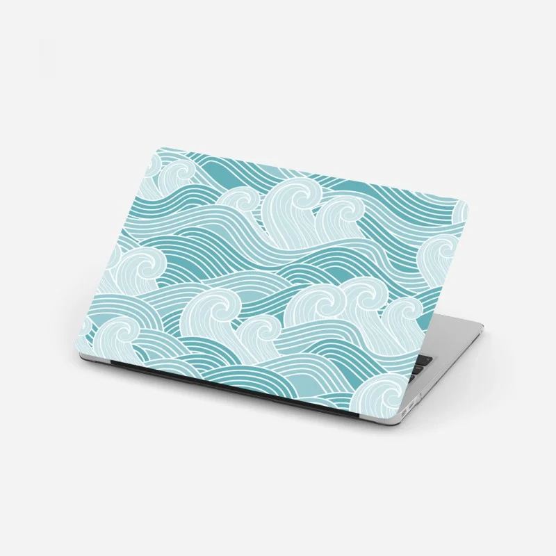 Laptop sticker serene turquoise wave pattern