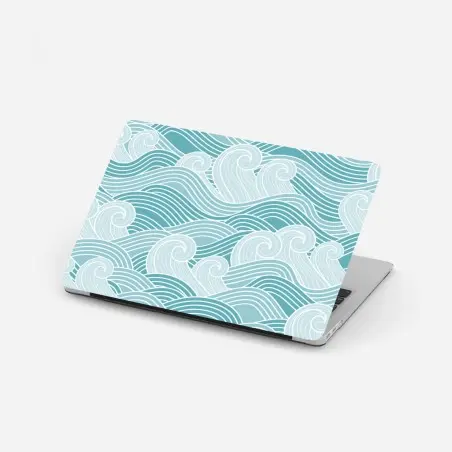 Laptop sticker serene turquoise wave pattern • Wallissimo®