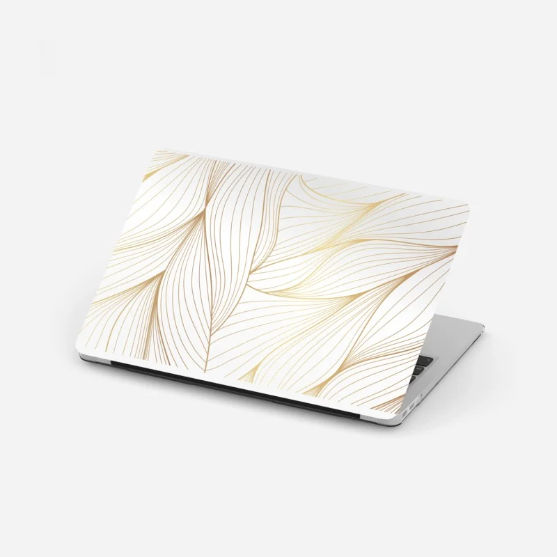 Laptop sticker golden flowing lines abstract design