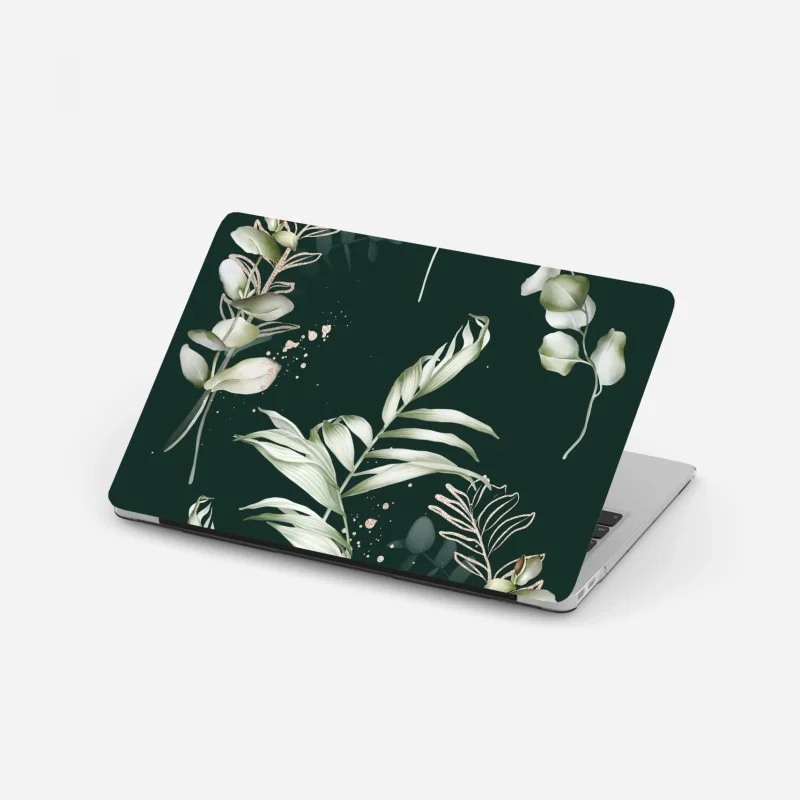 Laptop sticker eucalyptus botanical pattern with gold accents