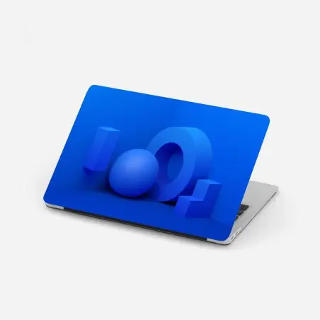 Laptop sticker blue geometric 3d composition • Wallissimo®