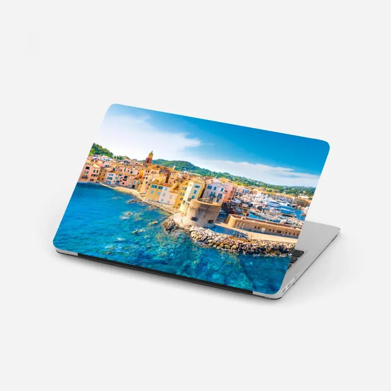 Laptop sticker blue geometric 3d composition • Wallissimo®