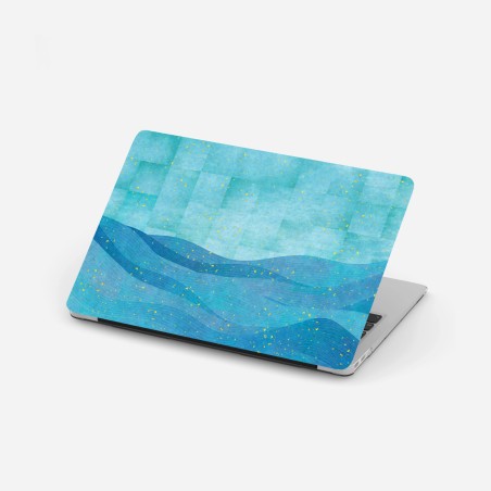 Laptop sticker turquoise wave abstract composition • Wallissimo®
