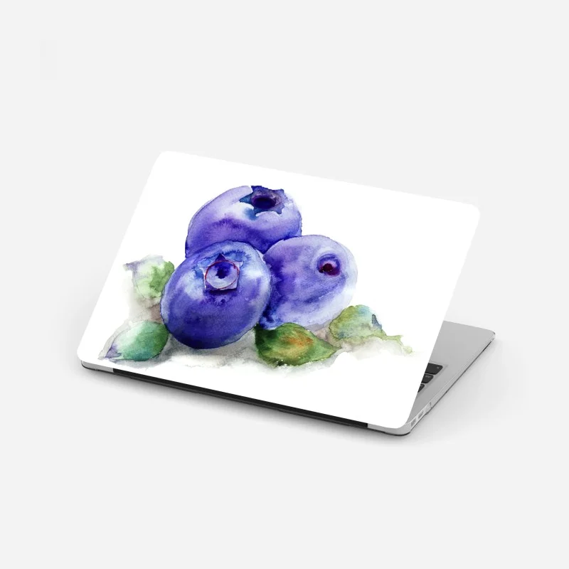 Laptop sticker watercolor blueberries botanical illustration