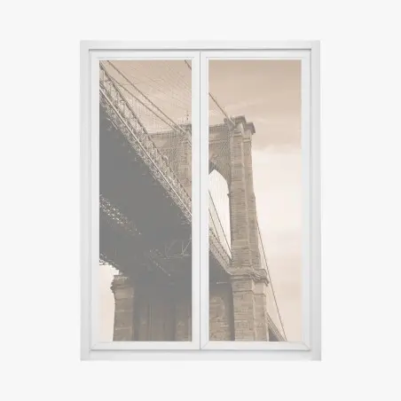 Window decal sepia view of Brooklyn Bridge arch • Wallissimo®