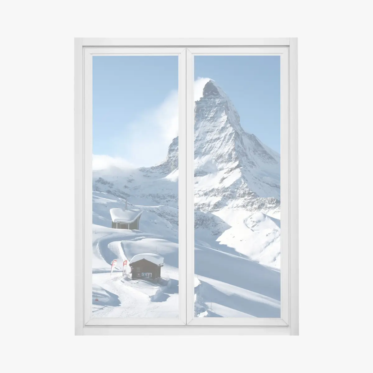 Window decal majestic alpine mountain peak in winter • Wallissimo® Window decal majestic alpine mountain peak in winter • Wallissimo®