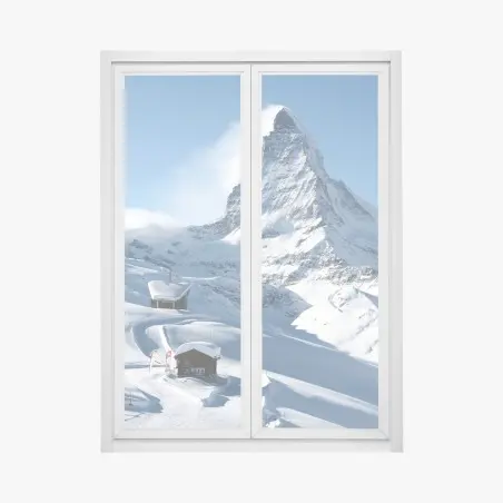 Window decal majestic alpine mountain peak in winter • Wallissimo®