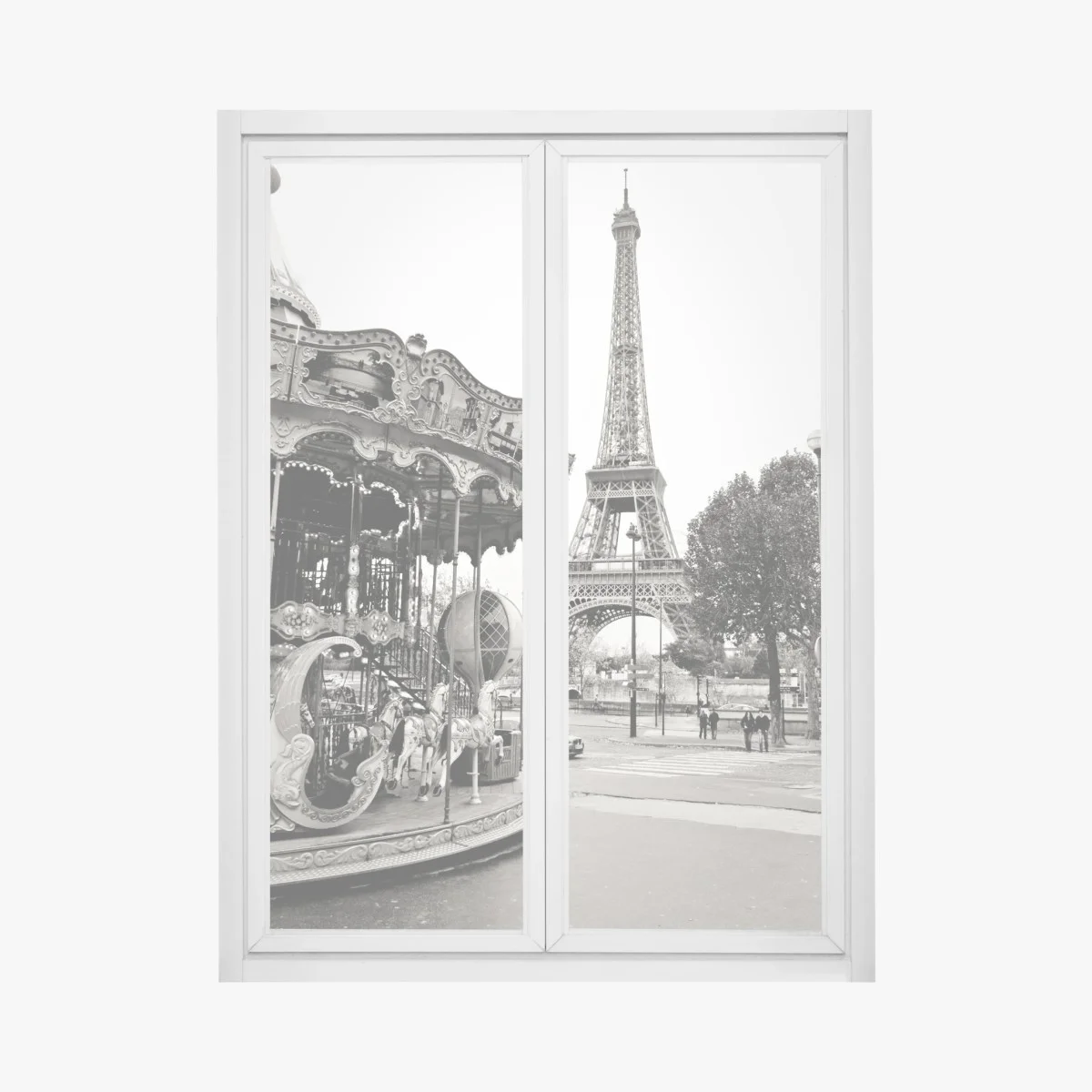 Window decal Eiffel Tower and carousel in Paris • Wallissimo® Window decal Eiffel Tower and carousel in Paris • Wallissimo®