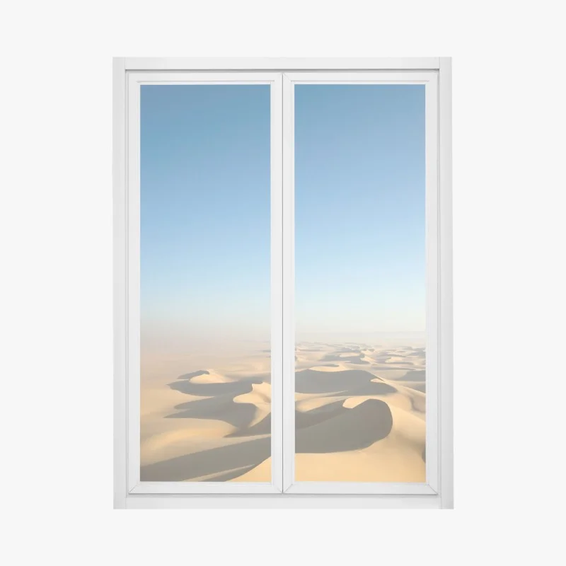 Window decal endless desert dunes under blue sky