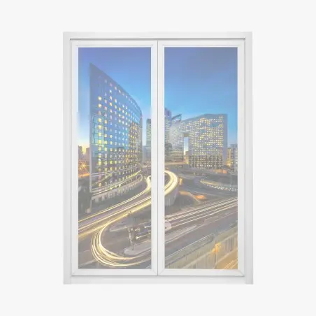 Window decal modern city skyline at dusk • Wallissimo®
